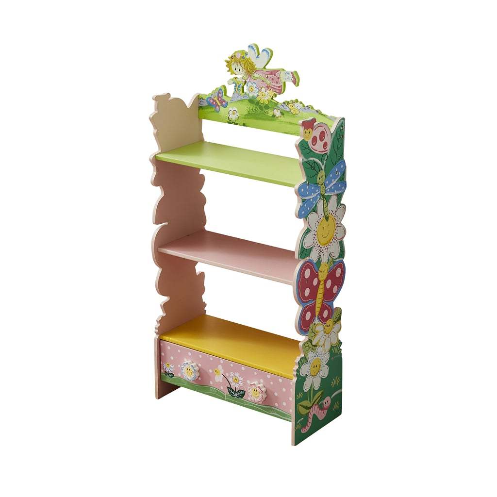 Olivia The Fairy Girls Hand Painted 3 Tier Flower Bookcase With Drawers Pink Mdf