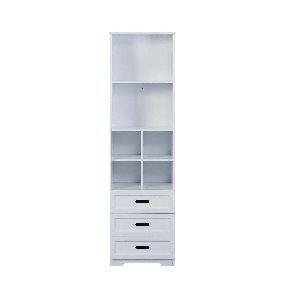 White Bookcase Book Shelf Storage Unit With Book Display Organizer Drawers Classic White Color White Mdf