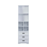 White Bookcase Book Shelf Storage Unit With Book Display Organizer Drawers Classic White Color White Mdf