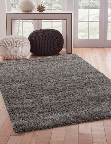 Shag Lt. Grey Area Rug 5X8 Light Grey Olefin