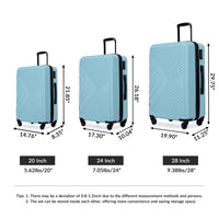 3 Piece Luggage Sets Abs Lightweight Suitcase With Two Hooks, Spinner Wheels, Tsa Lock, 20 24 28 Green Green Abs