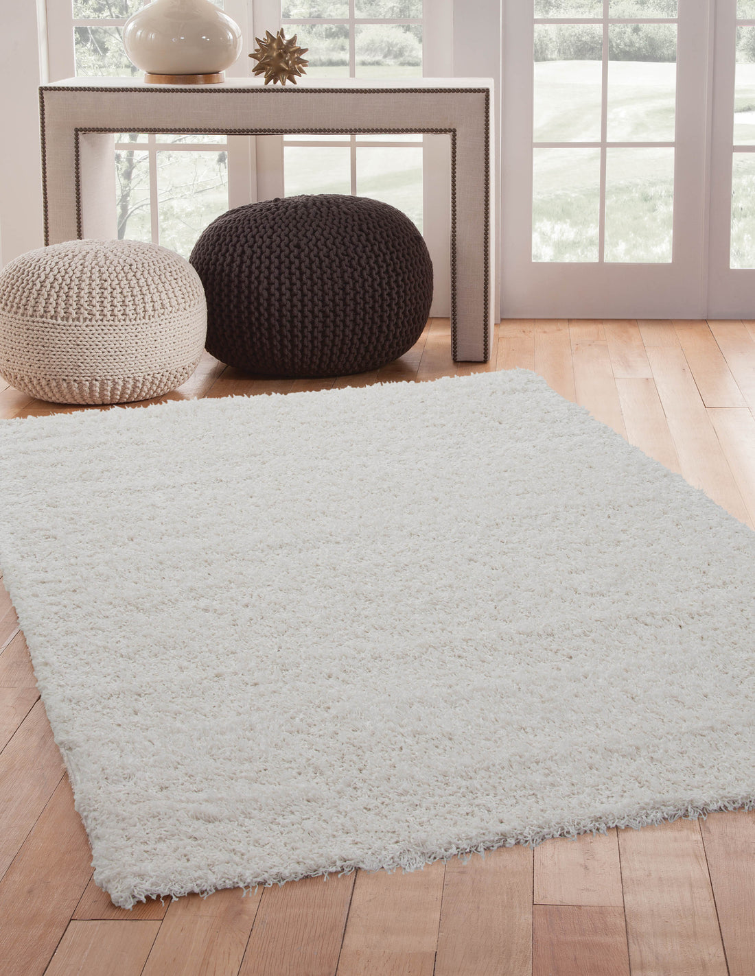 Shag White Area Rug 8X10 White Olefin