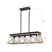 Same As W134067497 L1002 5 Light Farmhouse Chandeliers For Dining Room Oak No Bulbs Oak Ceiling Lights Traditional Iron,Wood