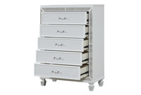 Crystal King 5 Pc Storage Wood Bedroom Set Finished In White Box Spring Not Required King White White 5 Piece Set Bedroom Bed Included,Chest Included,Dresser Included,Mirror Included,Nightstand Included Modern Acacia Solid Wood Mdf Built In Lighting Wood