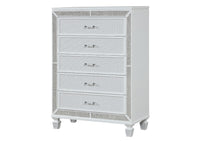 Crystal Chest Made With Wood And Finished In White White Drawer 5 Drawers & Above Ball Bearing Glides Bedroom Contemporary,Modern White Solid Wood Mdf Wood