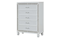Crystal King 5 Pc Storage Wood Bedroom Set Finished In White Box Spring Not Required King White White 5 Piece Set Bedroom Bed Included,Chest Included,Dresser Included,Mirror Included,Nightstand Included Modern Acacia Solid Wood Mdf Built In Lighting Wood