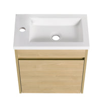 Bathroom Vanity With Single Sink,18 Inch For Small Bathroom Excluding Faucets Light Teak 1 Bathroom Wall Mounted Modern Plywood