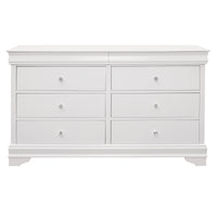 Traditional Design Bedroom Furniture 1Pc Dresser Of 6X Drawers Faux Alligator Embossed Fronts White Finish Wooden Furniture White 5 Drawers & Above Bedroom Traditional White Wood