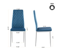 Light Blue Modern Simple Style Dining Chair Leather Chrome Metal Pipe Diamond Grid Pattern Restaurant Home Conference Chair Set Of 4 Light Blue Fabric