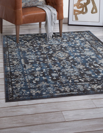 Clayton Blue, Ivory, And Natural Area Rug 5X8 Blue Viscose