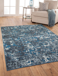 Axel Blue And Ivory Area Rug 5X8 Blue Chenille