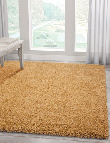 Shag Yellow Area Rug 8X10 Yellow Olefin