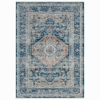 Wasilla Blue Pink Rust Area Rug 4X6 Blue Polyester