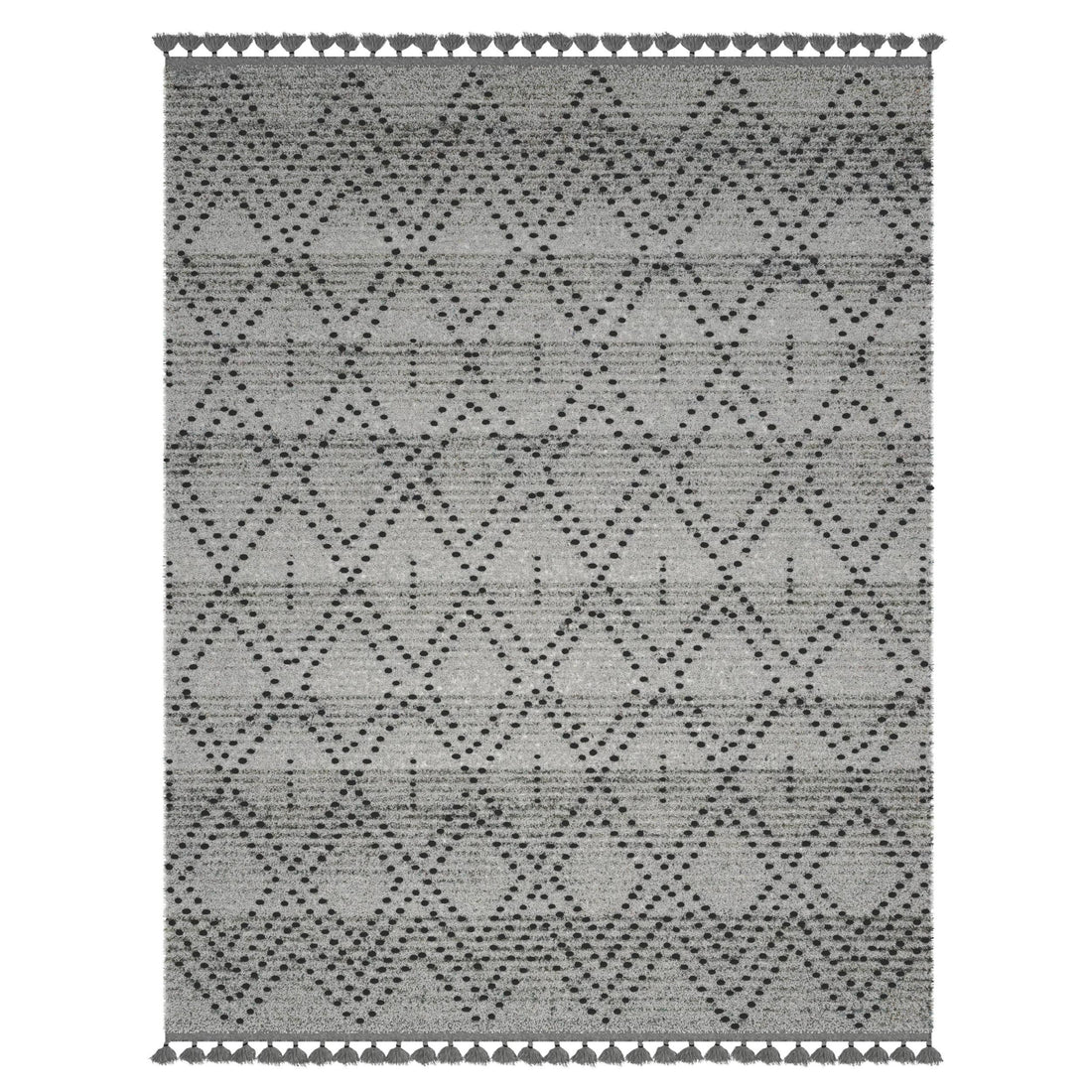 Vail Dowlan Gray And Charcoal Wool And Cotton Area Rug With Tassels 5X8 Grey Wool