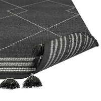 Vail Stona Charcoal And Ivory Wool And Cotton Area Rug With Tassels 5X8 Charcoal Grey Wool