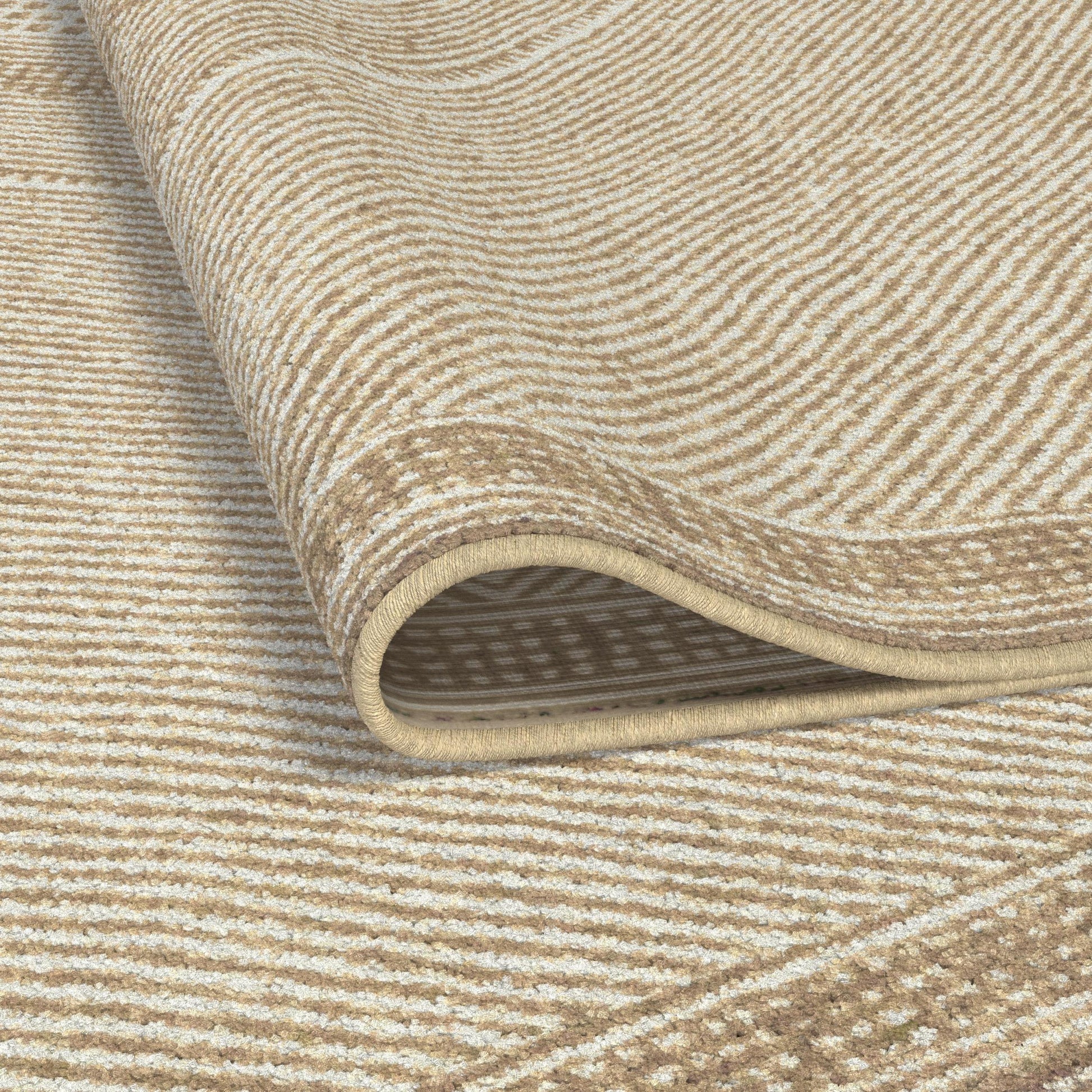 Benzara Beige And White Viscose Area Rug 5X8 Beige Viscose