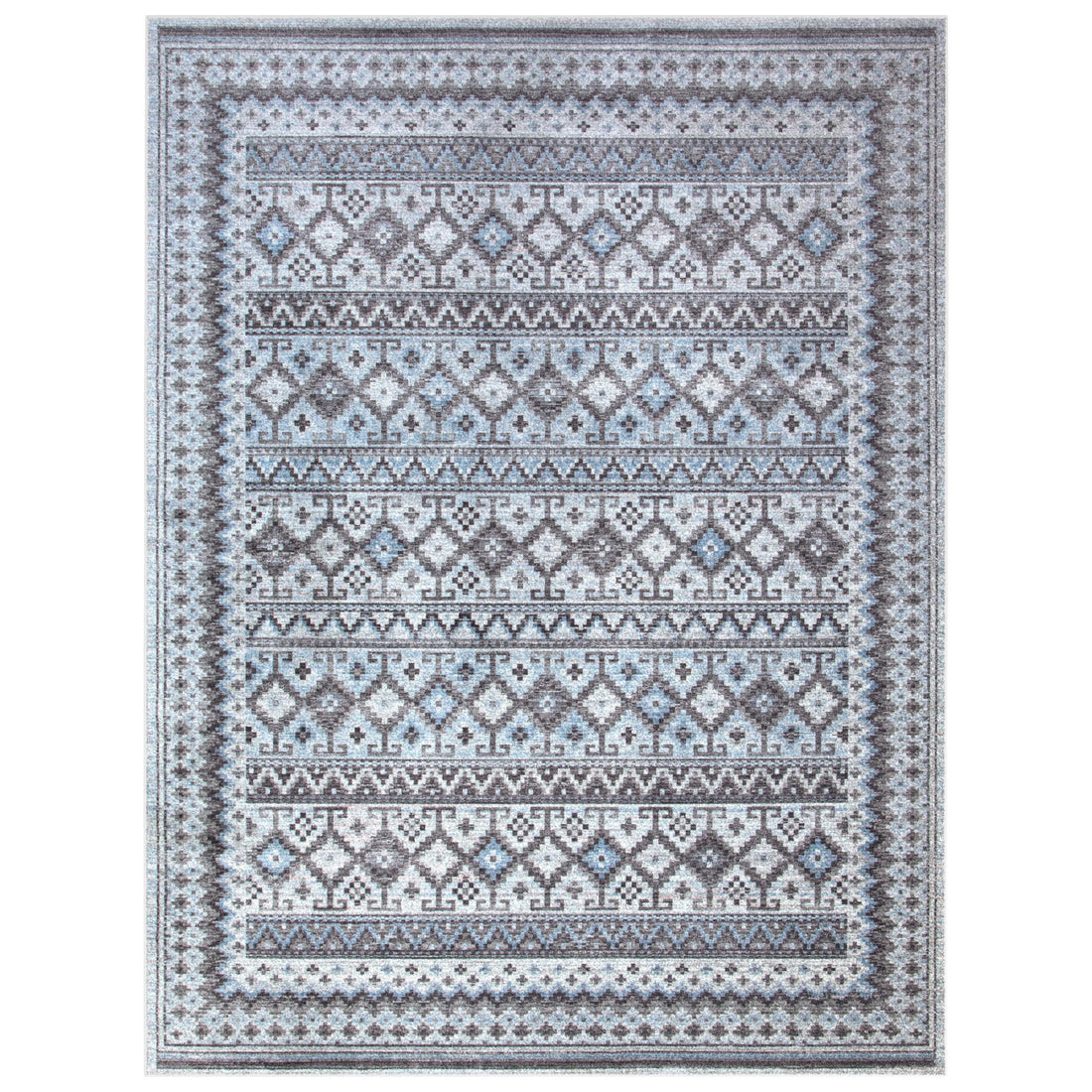 Fallon Blue Charcoal Grey Ivory Area Rug 5X8 Blue Viscose