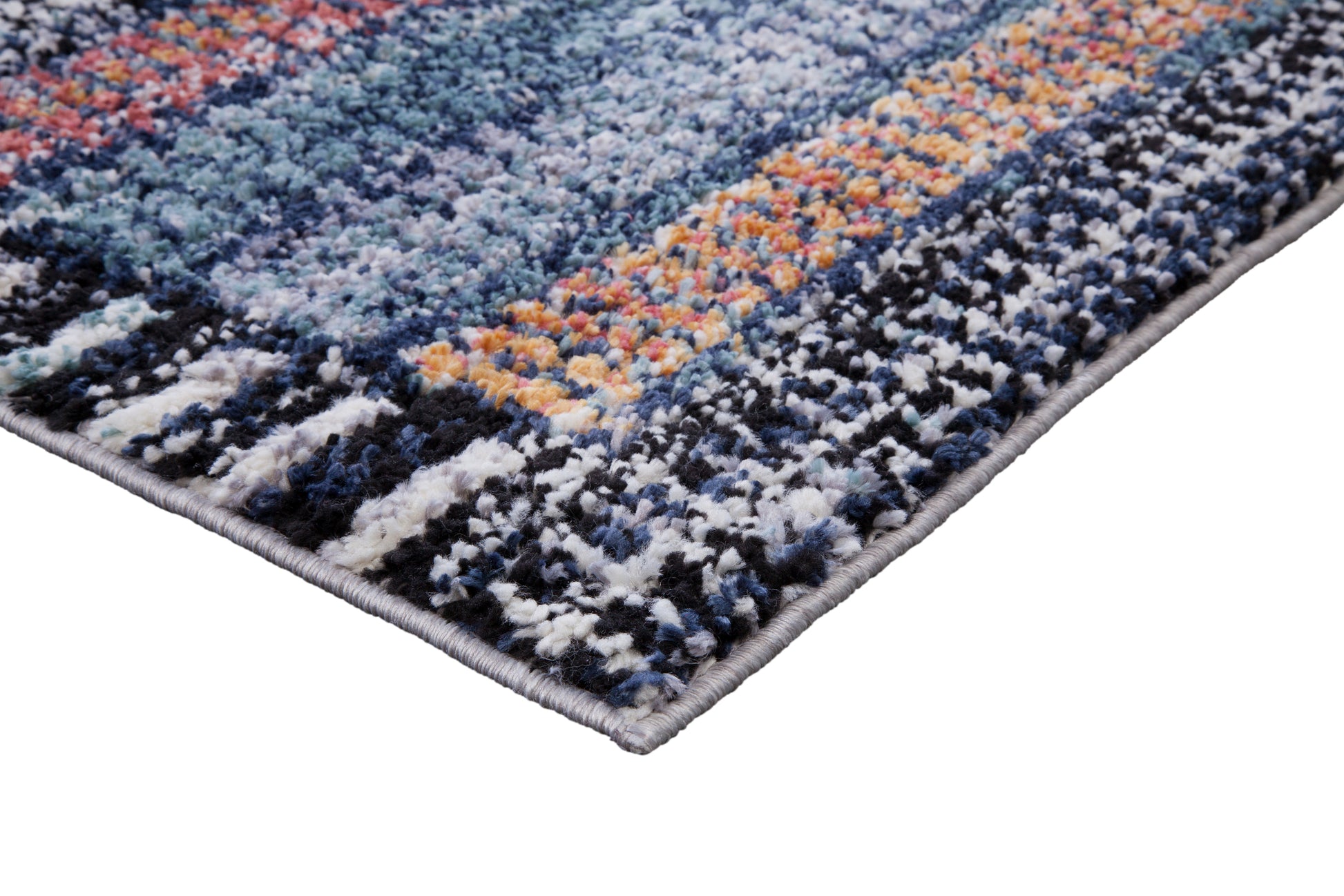 Larkin Black And White Polyester Area Rug 5X8 Blue Polyester