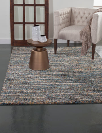 Zira Blue Multi Area Rug 5X8 Blue Olefin