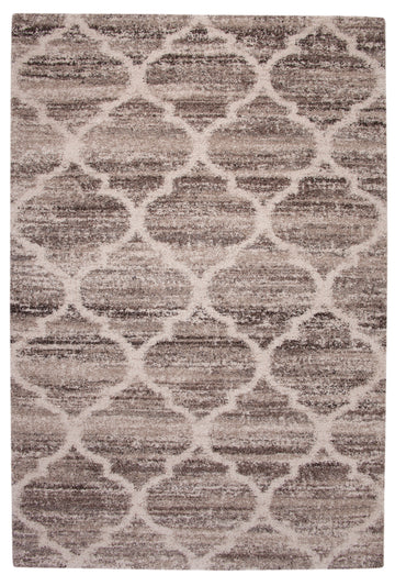 Trellis Ivory Tan Brown Area Rug 5X8 Ivory Olefin