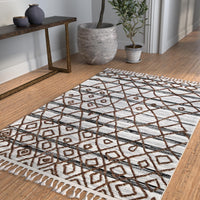 Directions White And Black Polyester Rug 8X10 White Polyester