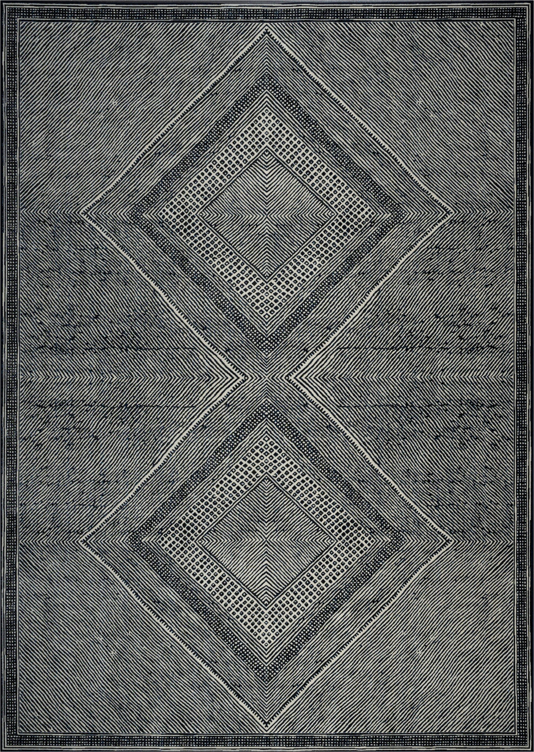 Benzara Black And White Viscose Area Rug 5X8 Black Viscose