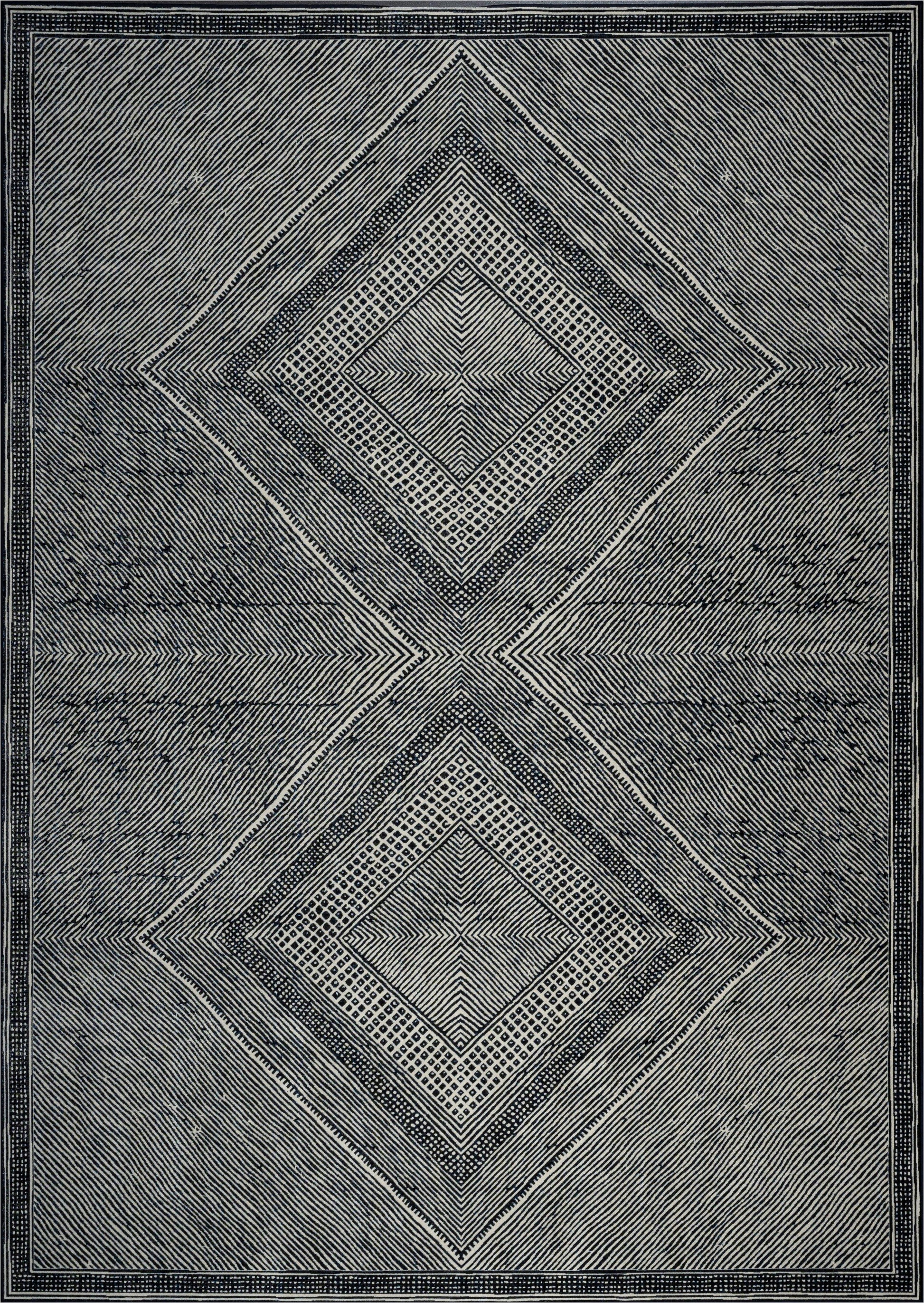 Benzara Black And White Viscose Area Rug 5X8 Black Viscose