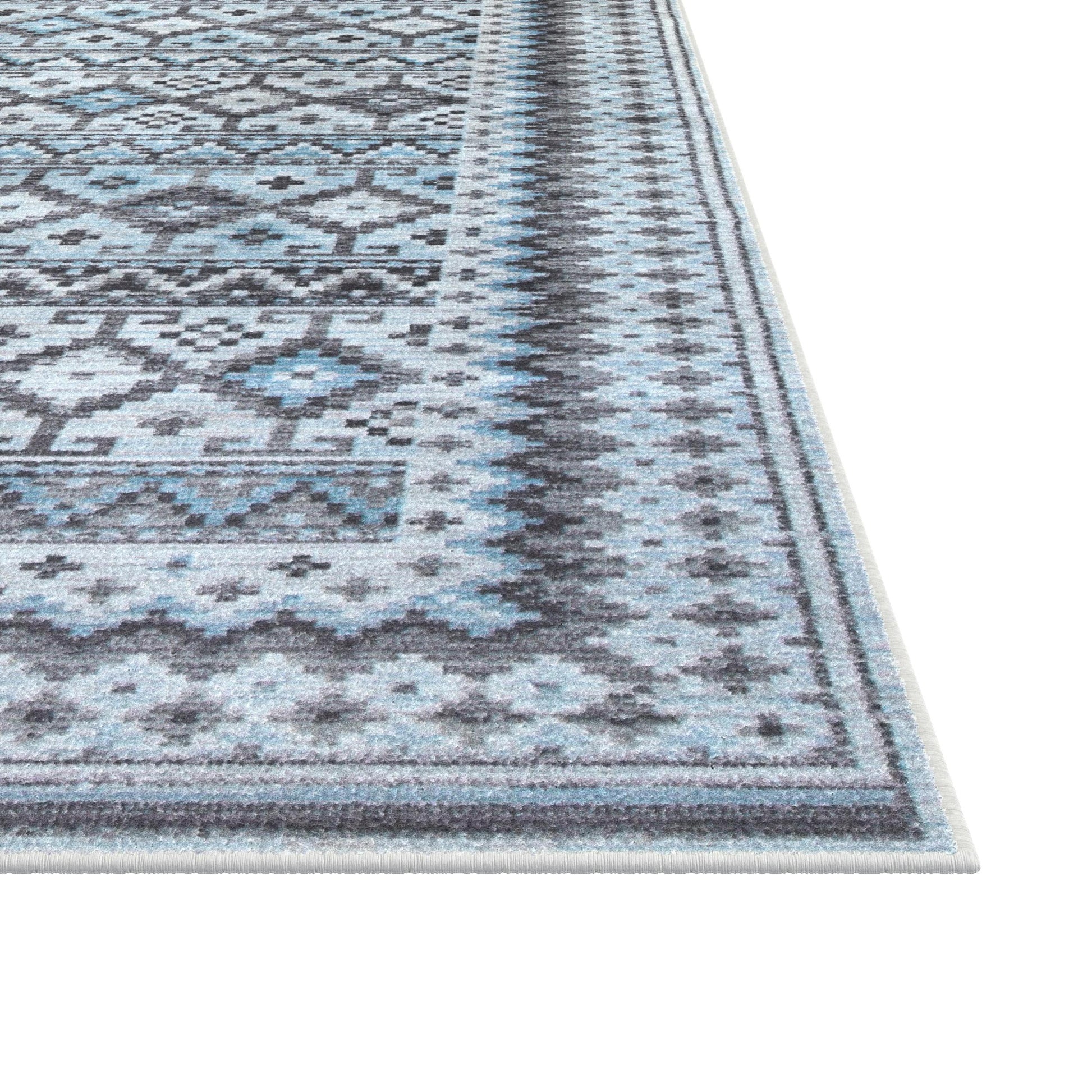 Fallon Blue Charcoal Grey Ivory Area Rug 8X10 Blue Viscose