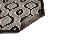 Davlin Black Aqua Grey Area Rug 5X8 Black Chenille