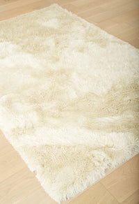 Shag Ivory Area Rug 5X8 Ivory Polyester