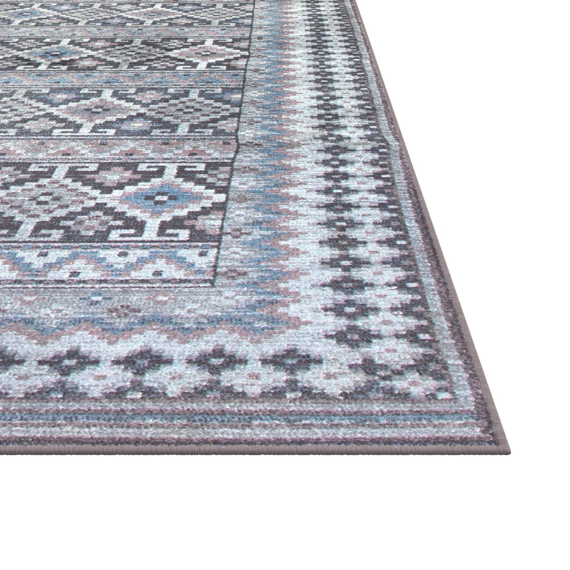 Fallon Blue Charcoal Ivory Pink Area Rug 5X8 Blue Viscose