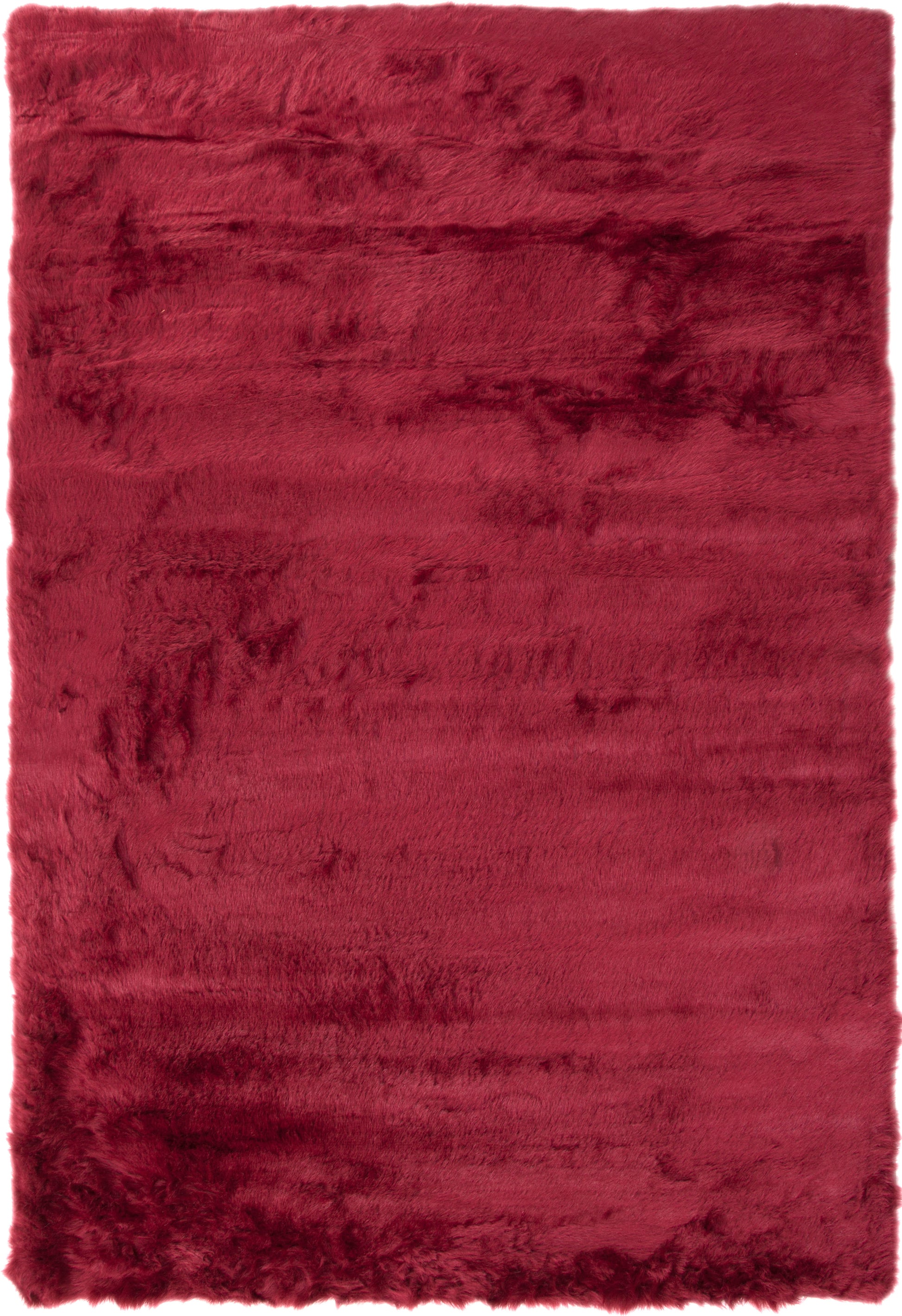 Ruby Faux Fur Area Rug 5X8 Red Acrylic