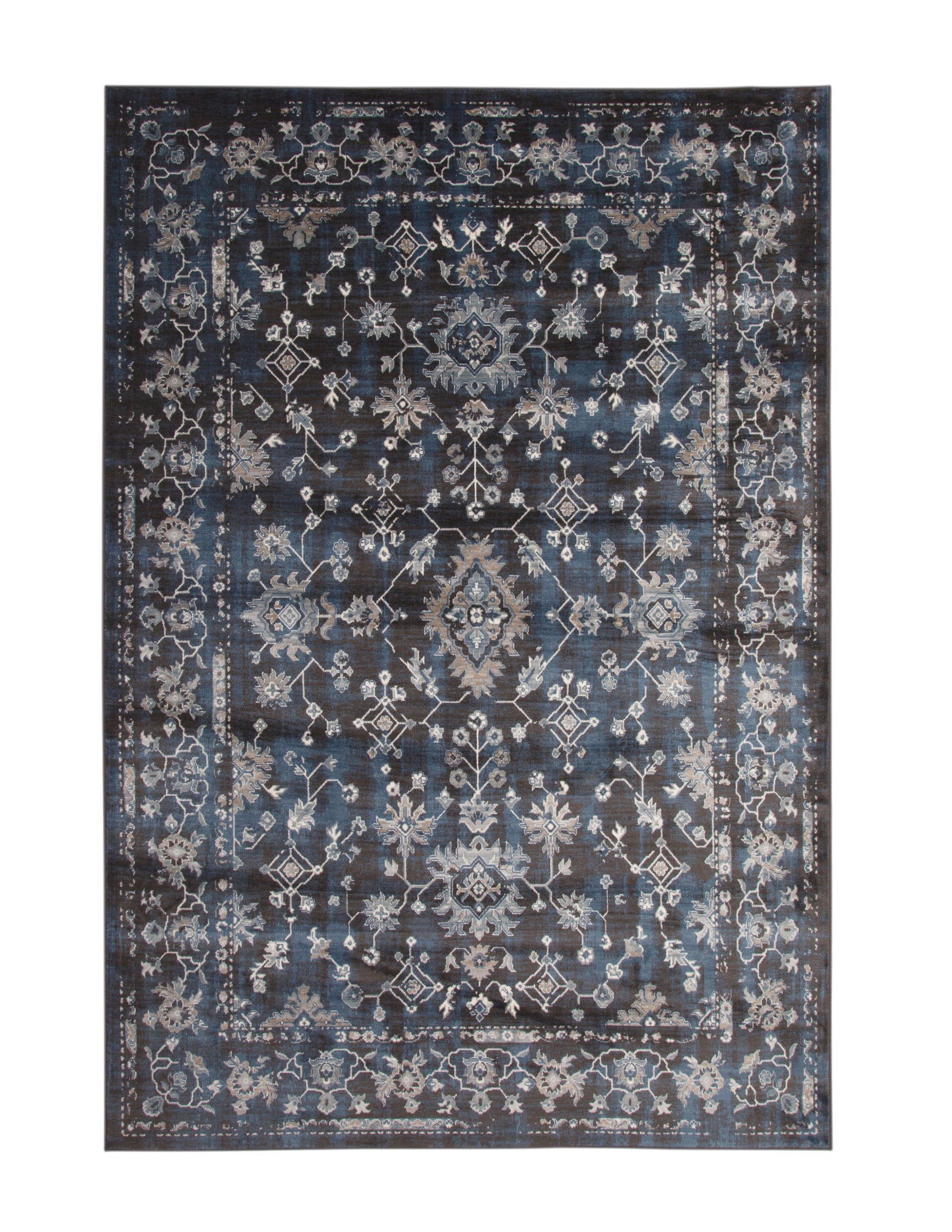 Clayton Blue, Ivory, And Natural Area Rug 5X8 Blue Viscose