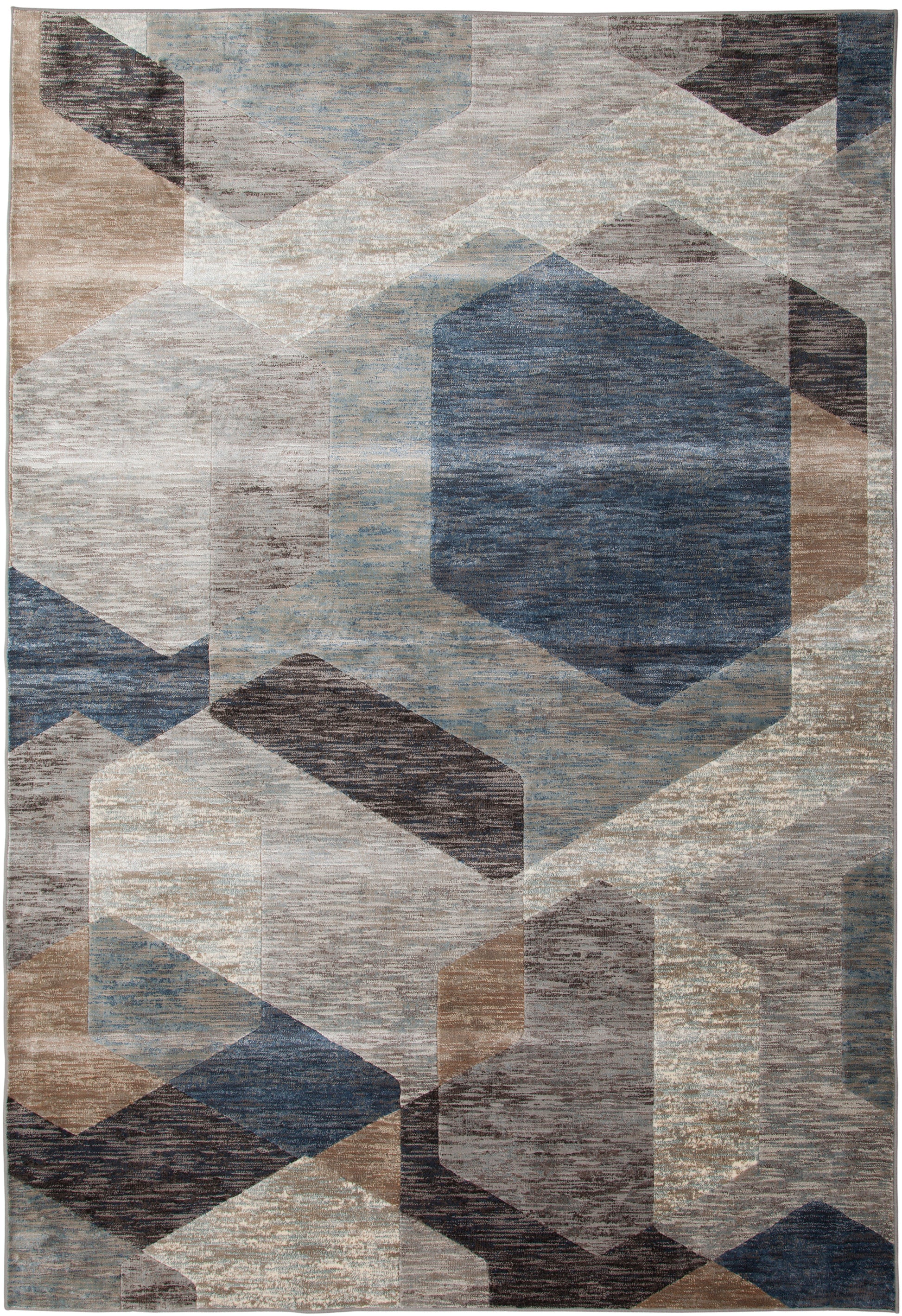 Calliope Gray Blue Natural Geometric Area Rug 8X10 Gray Viscose