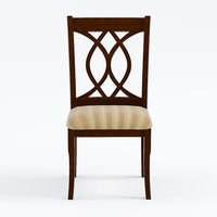 Classic Transitional Dining Chairs Brown Cherry Solid Wood Padded Fabric Seat Set Of 2 Side Chairs Dining Room Furniture Beautifully Crafted Chairs Cherry Brown Dining Room Classic,Traditional Dining Chairs Rubberwood Solid Wood