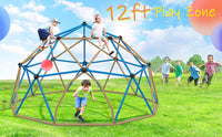 Kids Climbing Dome Tower 12 Ft Jungle Gym Geometric Playground Dome Climber Monkey Bars Play Center, Rust & Uv Resistant Steel Supporting 1000 Lbs Coffee Metal
