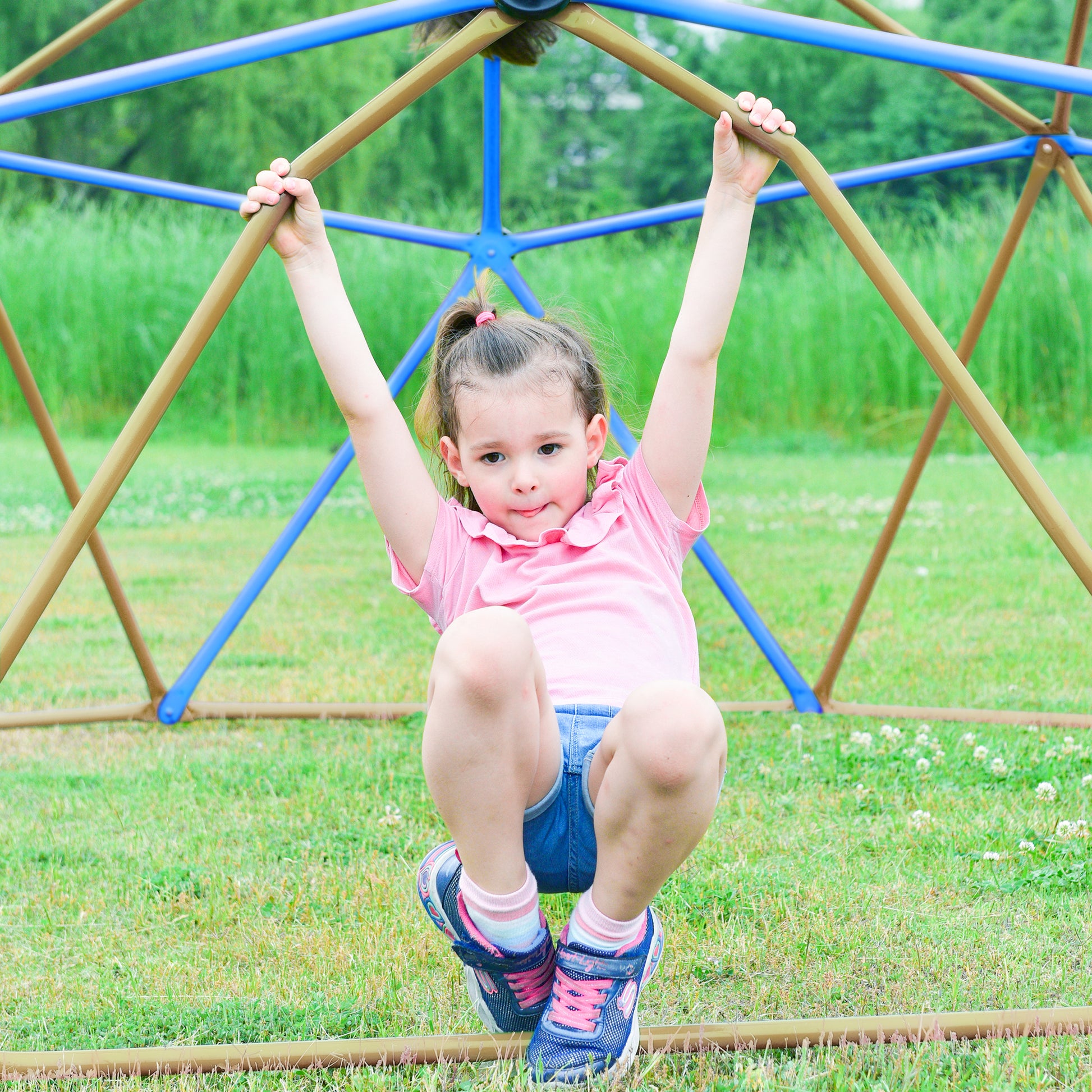Kids Climbing Dome Tower 12 Ft Jungle Gym Geometric Playground Dome Climber Monkey Bars Play Center, Rust & Uv Resistant Steel Supporting 1000 Lbs Coffee Metal