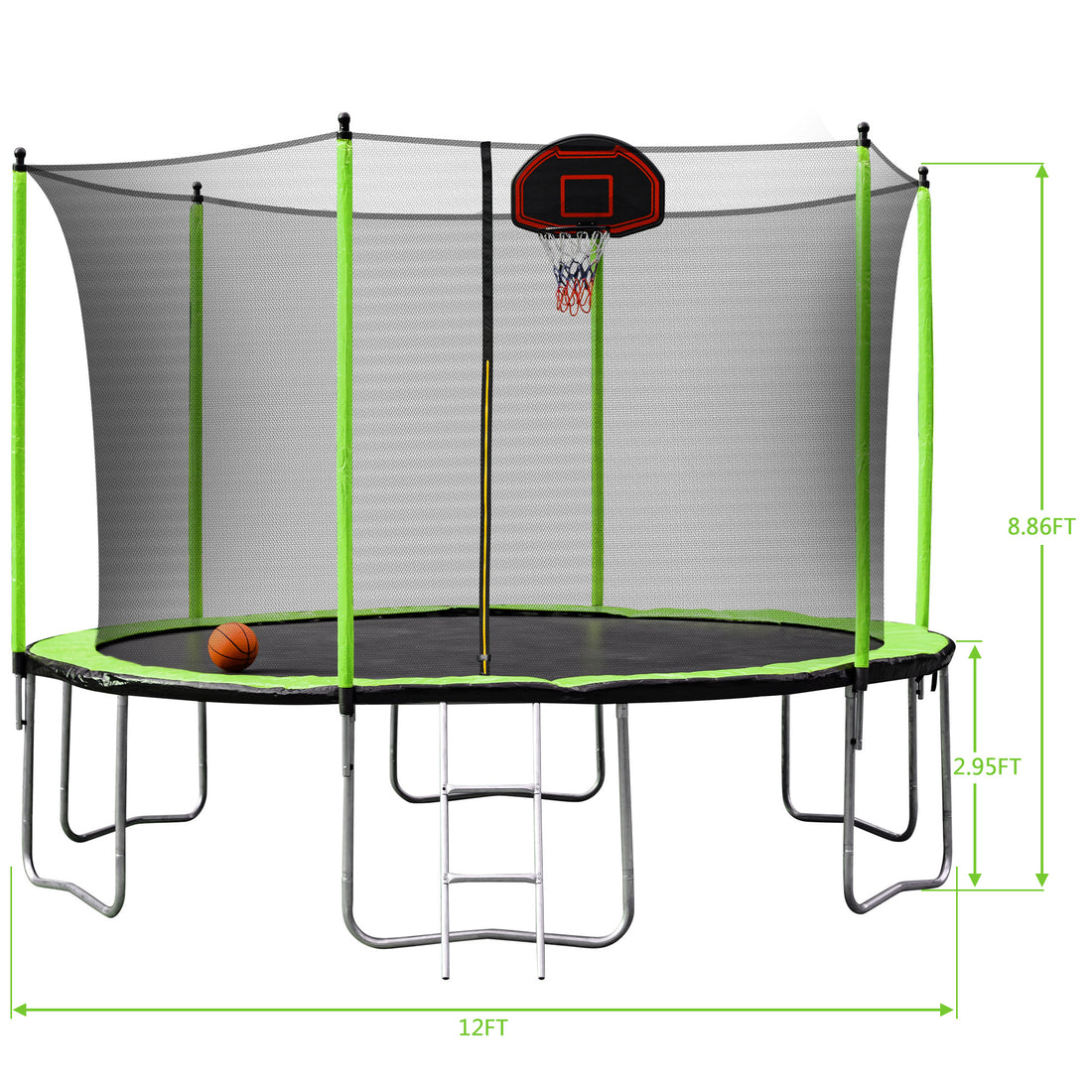 12Ft Green Trampoline 2023 Green Steel