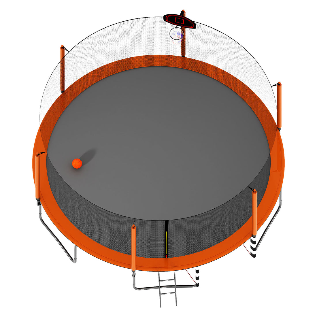 16Ft Trampoline With Basketball Hoop Pump And Ladder Inner Safety Enclosure With Soccer Goal Orange Orange Steel