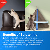 Scratchme Cat Scratcher Post Board, Mount Fuji Shape Cat Scratching Lounge Bed, Durable Pad Prevents Furniture Damage Blue Plywood
