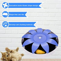 Fluffydream Automatic Electric Magnetic Spinning Cat Toys, Interactive, Rotation Cat Exercise Teaser Toy With Emulational Mouse, Fluffy Tails, Toys For Indoor Cats, Pets, 9.65 X 9.65 X 2.36 Blue Plastic