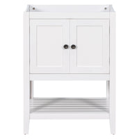 24" Bathroom Vanity Base Only, Soild Wood Frame, Bathroom Storage Cabinet With Doors And Open Shelf, White White Solid Wood Mdf