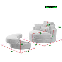 Video Welike Swivel Accent Barrel Modern Sofa Lounge Club Big Round Chair With Storage Ottoman Linen Fabric For Living Room Hotel With Pillows,Teddy White Ivory Ivory Foam Fabric 1 Seat