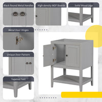 24" Bathroom Vanity Base Only, Soild Wood Frame, Bathroom Storage Cabinet With Doors And Open Shelf, Grey Grey Solid Wood