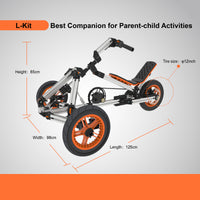 Kidrock Buildable Kit 20 In 1 Kids Go Kart Set, Suitable For 1 To 8 Years Old, Two Wheel Bike, Three Wheel Bike, Go Kart, Sit Stand Scooter, Etc. Most Popular L Kit Non Electric Silver Aluminum