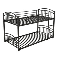 Twin Over Twin Metal Bunk Bed With Slide,Kids House Bed Black Black Metal