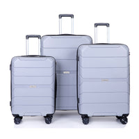 Hardshell Suitcase Spinner Wheels Pp Luggage Sets Lightweight Suitcase With Tsa Lock,3 Piece Set 20 24 28 ,Silver Silver Polypropylene