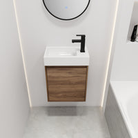 18 Inch Floating Small Bathroom Vanity With Single Sink, Suitable For Small Bathroom Bvb03018Bre Brown Ebony Plywood