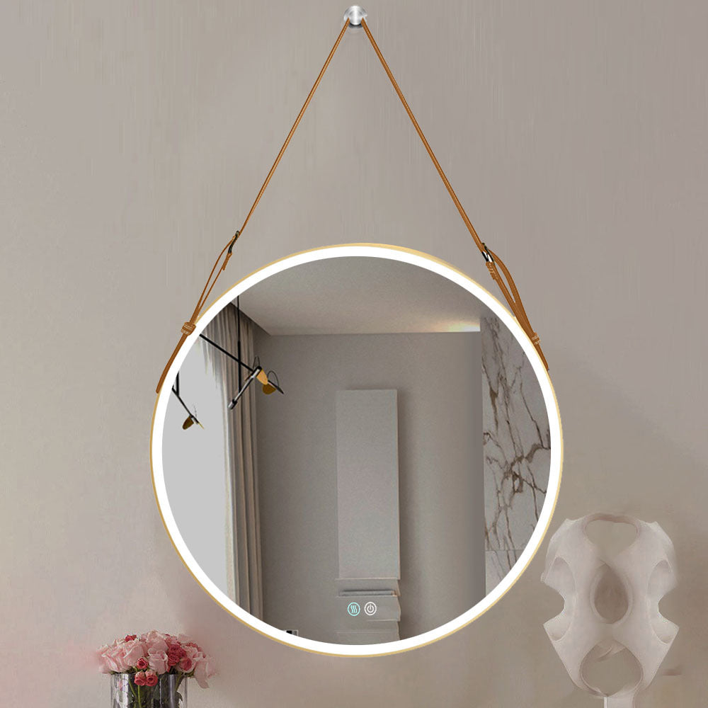 Bathroom LED Mirror 24 Inch Round Bathroom Mirror with gold-modern-aluminium
