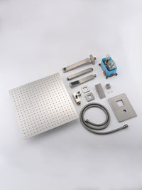 Ceiling Mounted Shower System Combo Set With Handheld And 16"Shower Head Brushed Nickel Stainless Steel